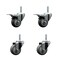 Service Caster 3 Inch Thermoplastic  Rubber Swivel 58 Inch Threaded Stem Caster Set 2 Total Lock Brakes SCC-TSTTL20S314-TPRB-58212-2-S-2 - alternate 1